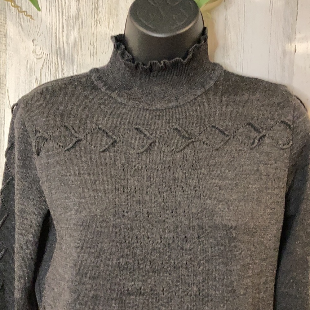 Hardy Amies Collection Gray Mock-neck Sweater Academia - Picture 1 of 11